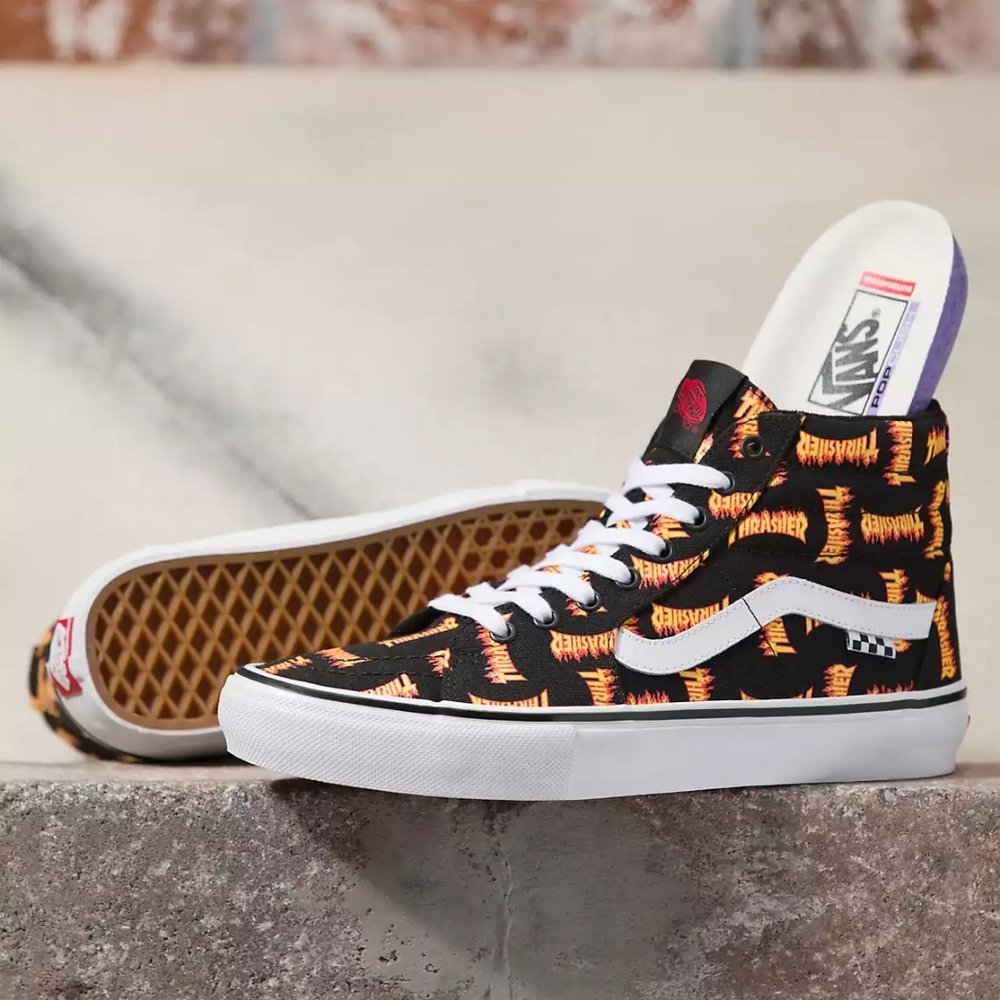 NEW IN BOX VANS Thrasher x Skate Sk8 High Allover Thrasher Logo Limited Edition